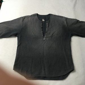 Cotton Palm V NECK 1/4 Button Front large camp paradise relax gray Vintage beach